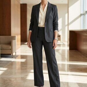 NWT Anne Klein Slate Grey Pant Suit Size 12 | Executive Collection